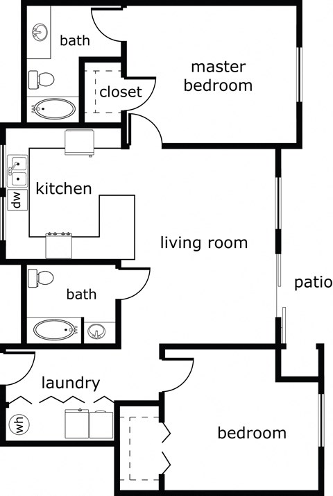 2 bed 2 bath 1037 sf