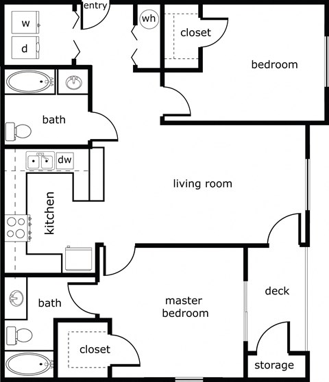 2 bed 2 bath 1041 sf