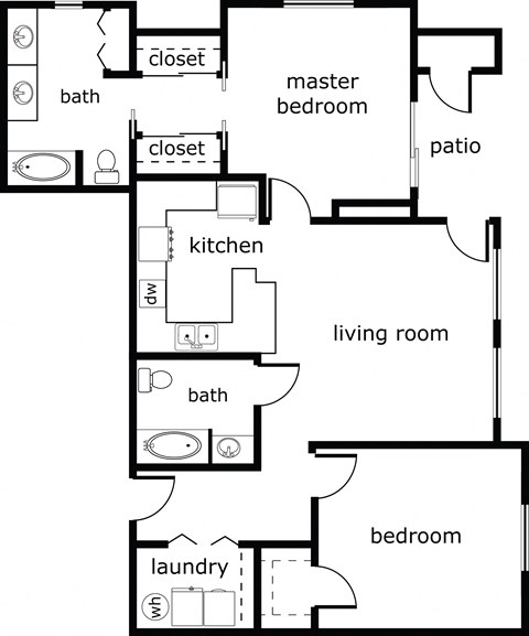 2 bed 2 bath 1164 sf