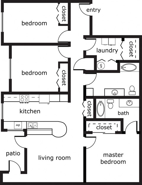 3 bed 2 bath 1382 sf