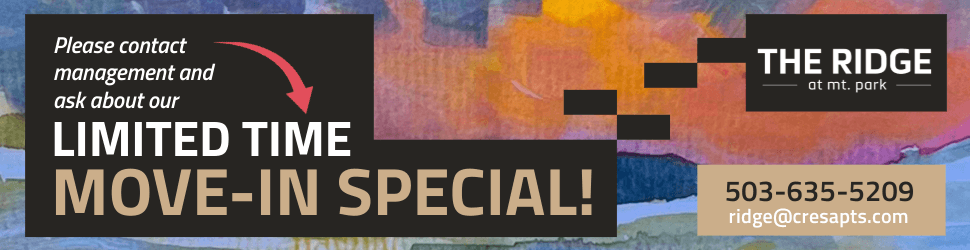 A sign advertising a limited time move-in special at The Ridge at Mountain Pork.