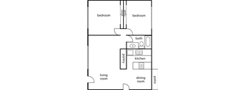 Riverside Villa 2 bed 1 bath 850sf