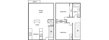 Riverside Villa 2 bed 1.5 bath 1100sf