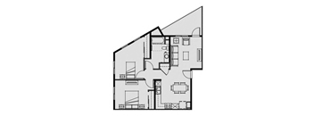 Unit 2.1 2 Bed 1 Bath 865 sq ft