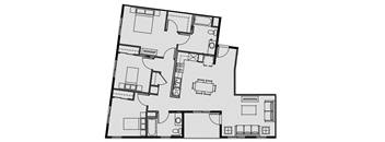 Unit 3.3 3 Bed 2 Bath 1291 sq ft