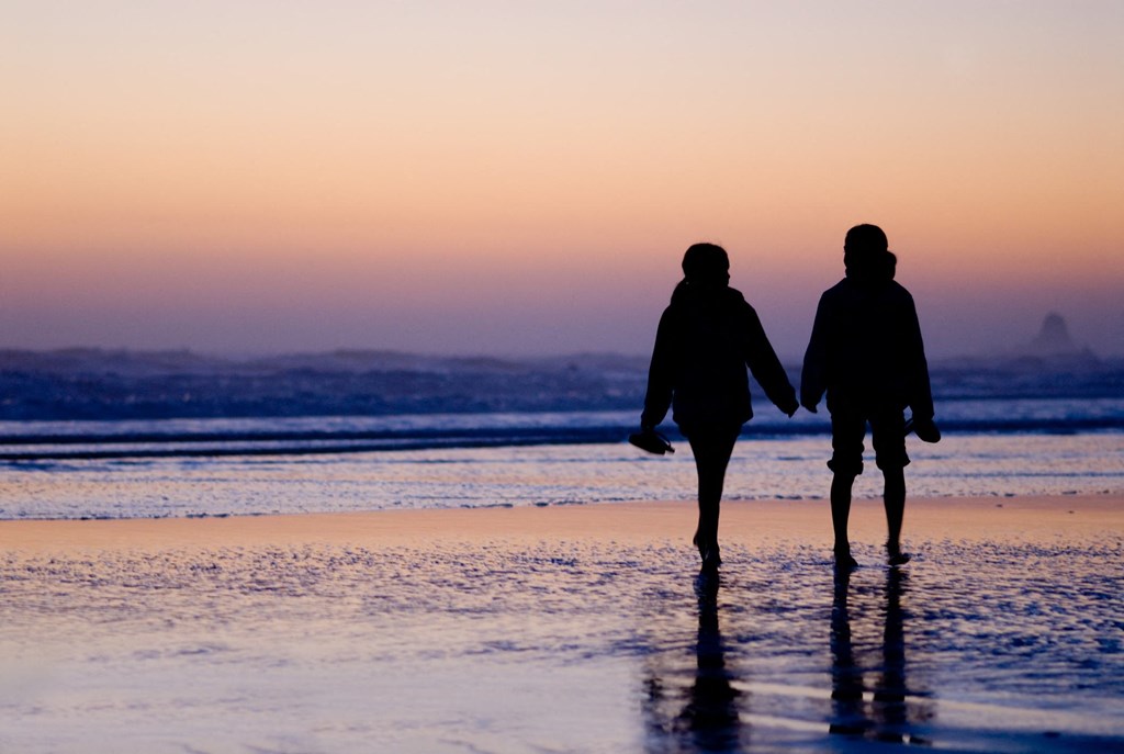 walking on the beach