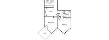 a floor plan of a house with a bedroom and a living room