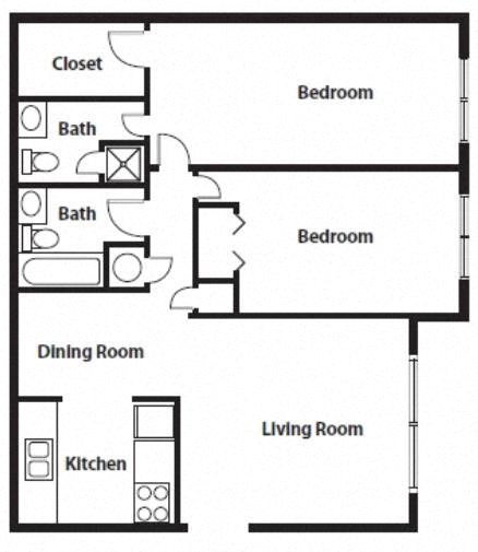 a floor plan of a living room with a kitchen and a dining room