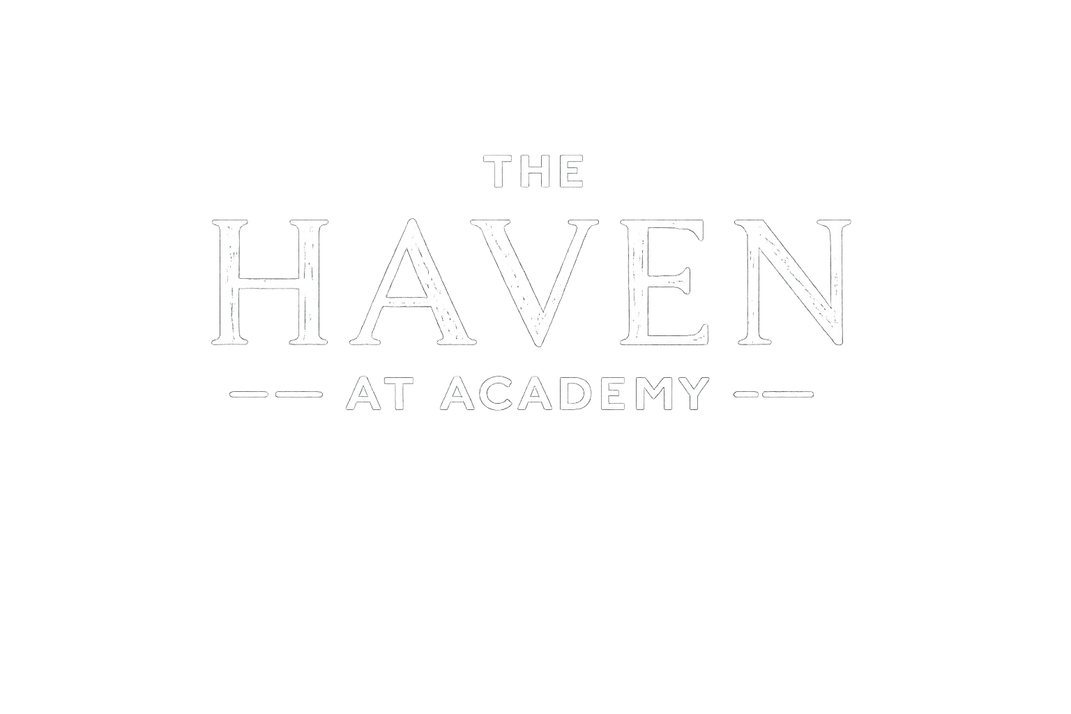 The image displays the title "The Haven" with a subtitle "at Academy" in white text on a black background.