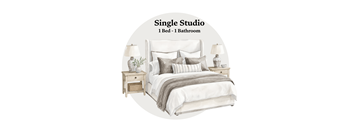 A bedroom with a bed, nightstands, and lamps.