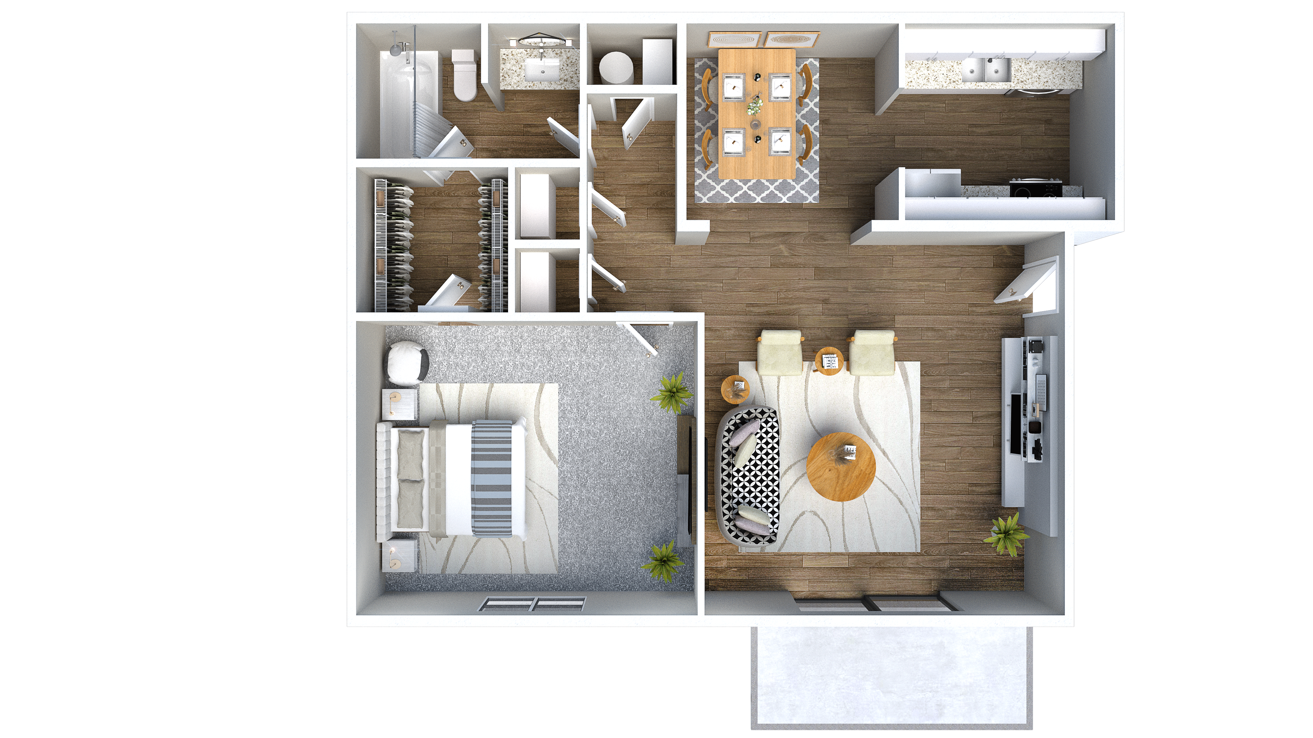A1 (690 SqFt, 1 Bedroom ,1 Bath)