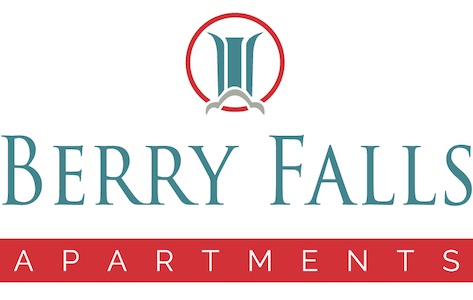 The image is a logo of Berry Falls Apartments.