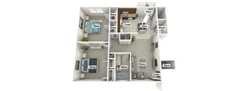 the floorplan of this apartment has 4 bedrooms and a bathroom