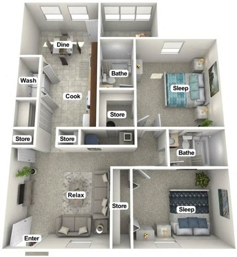 the floor plan of this apartment has a bedroom and a living room