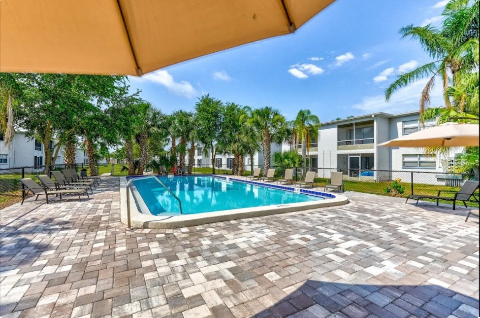 the swimming pool at the apartments for rent