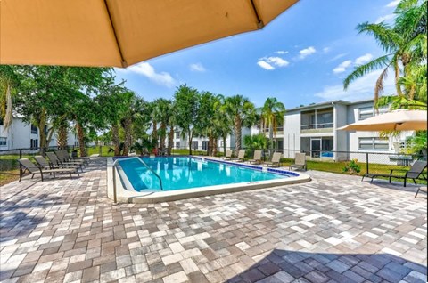 the swimming pool at the apartments for rent