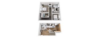 A white room with a bed, a desk, and a chair.