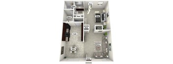 a 3d drawing of the floor plan of a apartment