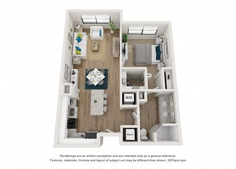 a 1 bedroom floor plan  studio