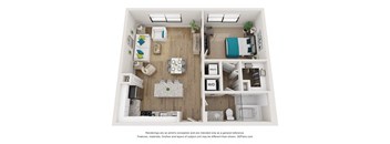 a 2 bedroom floor plan with a bathroom and a bedroom