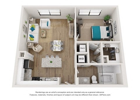 a 2 bedroom floor plan with a bathroom and a bedroom