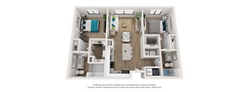 a 3 bedroom floor plan with a bathroom and a living room