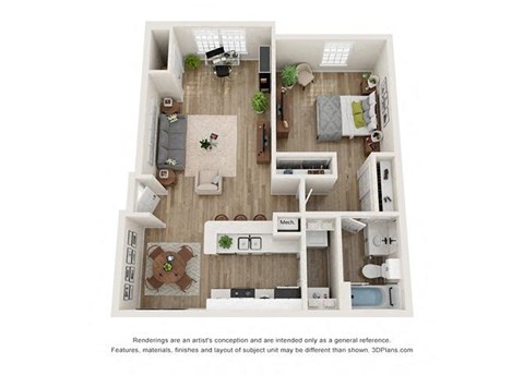 a 1 bedroom floor plan  villas at spring creek apartments
