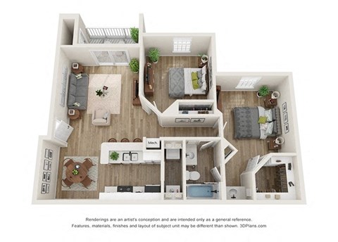 a 1 bedroom floor plan with a bathroom and a living room