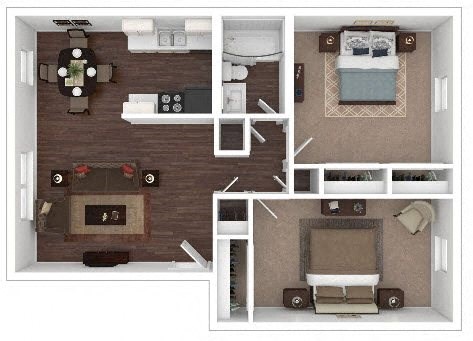 a floor plan with a bedroom and a living room