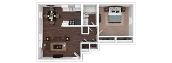 a floor plan with a bedroom and a living room