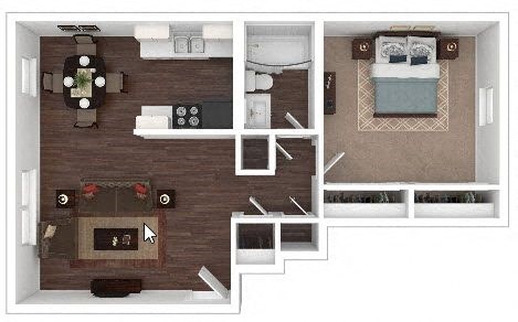 a floor plan with a bedroom and a living room