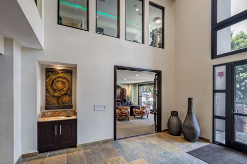 Apartments in Hollywood, CA -  Interior Lobby of Main Building Entrance with View of Leasing Office summit
