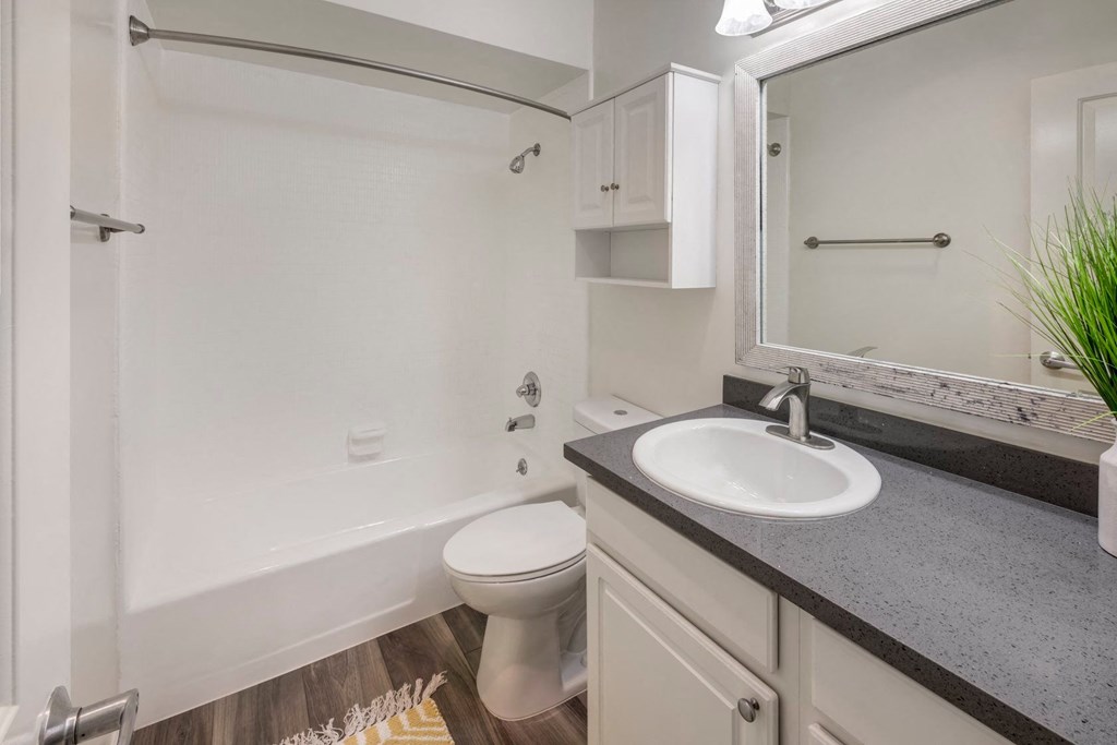 Apartments in West Los Angeles, CA Del Rio bathroom with storage cabinet