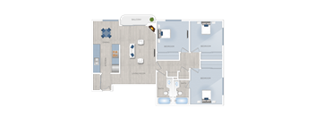 Toluca Terrace three bedroom apartment in Burbank, California