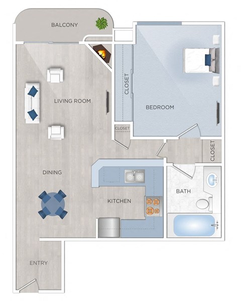 Toluca Terrace one bedroom apartment in Burbank, California