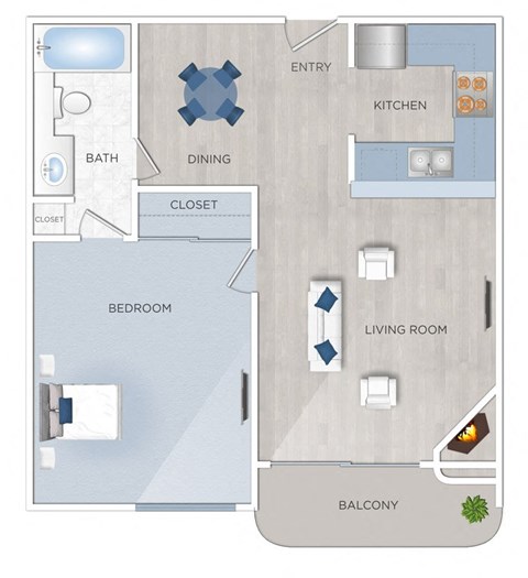 Toluca Terrace one bedroom apartment in Burbank, California