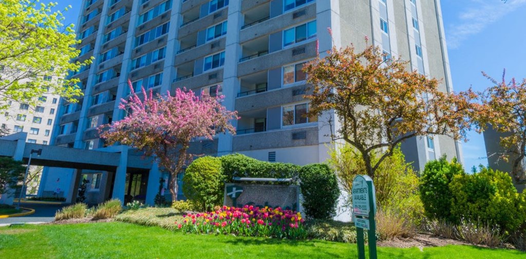a building with a sign in front of it at The Ivanhoe Apartments, New Jersey
