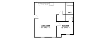 1 bed 1 bath floor plan at Greenway Village Apartments, Metuchen, NJ, 08840