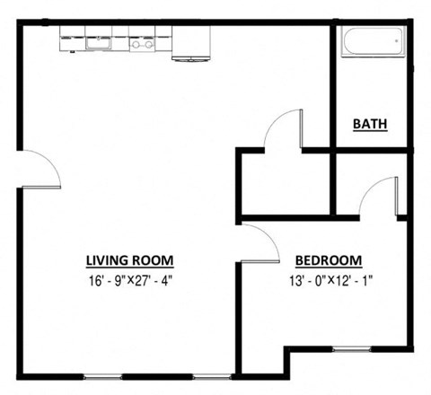 1 bed 1 bath floor plan at Greenway Village Apartments, Metuchen, NJ, 08840