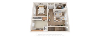 One bedroom floor plan at the approach at summit park apartments at Nottingham Manor Apartments, Montvale, 07645