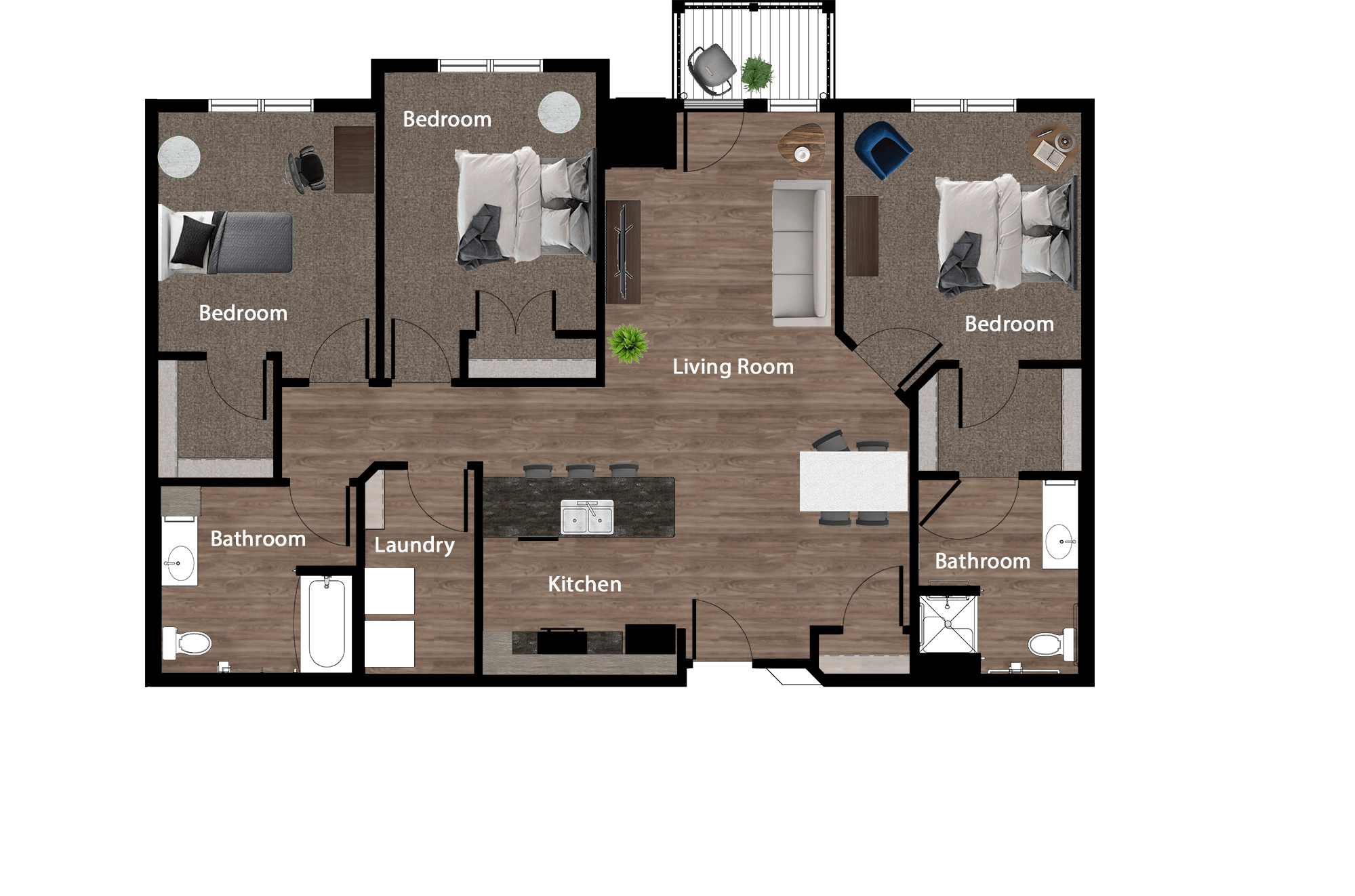 3 Bedroom 2 Bathroom ADA Vista Apartments St. Joseph, MN 56374