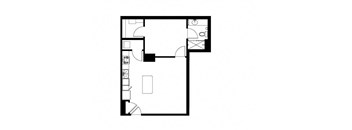 A black and white image of a floor plan.