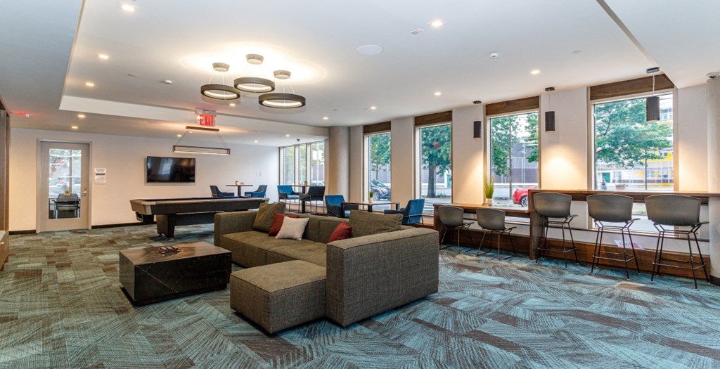 Resident Lounge with Media Resident Lounge with Media at 470 Manhattan, New York, 11222
