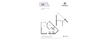 A floorplan for a 1 Bedroom, 1 Bath Apartment at Heritage Westminster