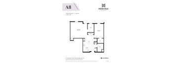 A floor plan for a 1 bedroom apartment.