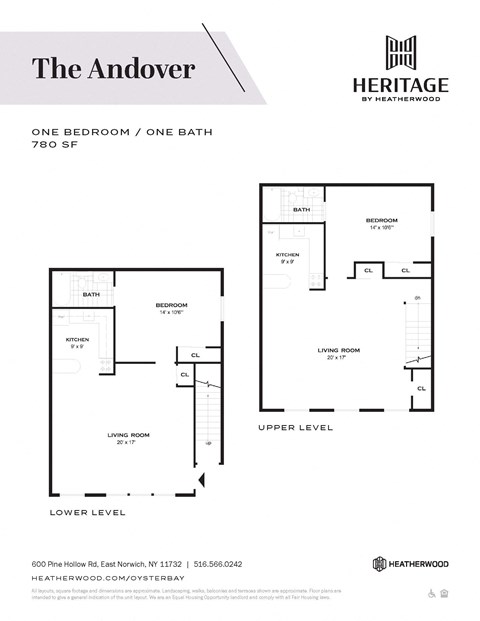1 Bedroom 1 Bath 780 sq. ft. Andover upgrade floorplan at Oyster Bay