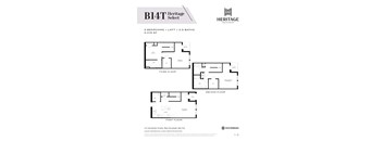 A floor plan for a B14T Heritage Select apartment in Westminster, showing three floors with labeled rooms.