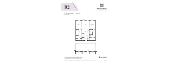 A floor plan for a 2 bedroom, 2 bathroom apartment at Heritage Westminster.