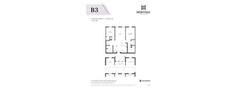 A black and white image of a floor plan for a Heritage Westminster apartment.