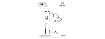 A black and white image of a floor plan for a property with two bedrooms and two bathrooms.